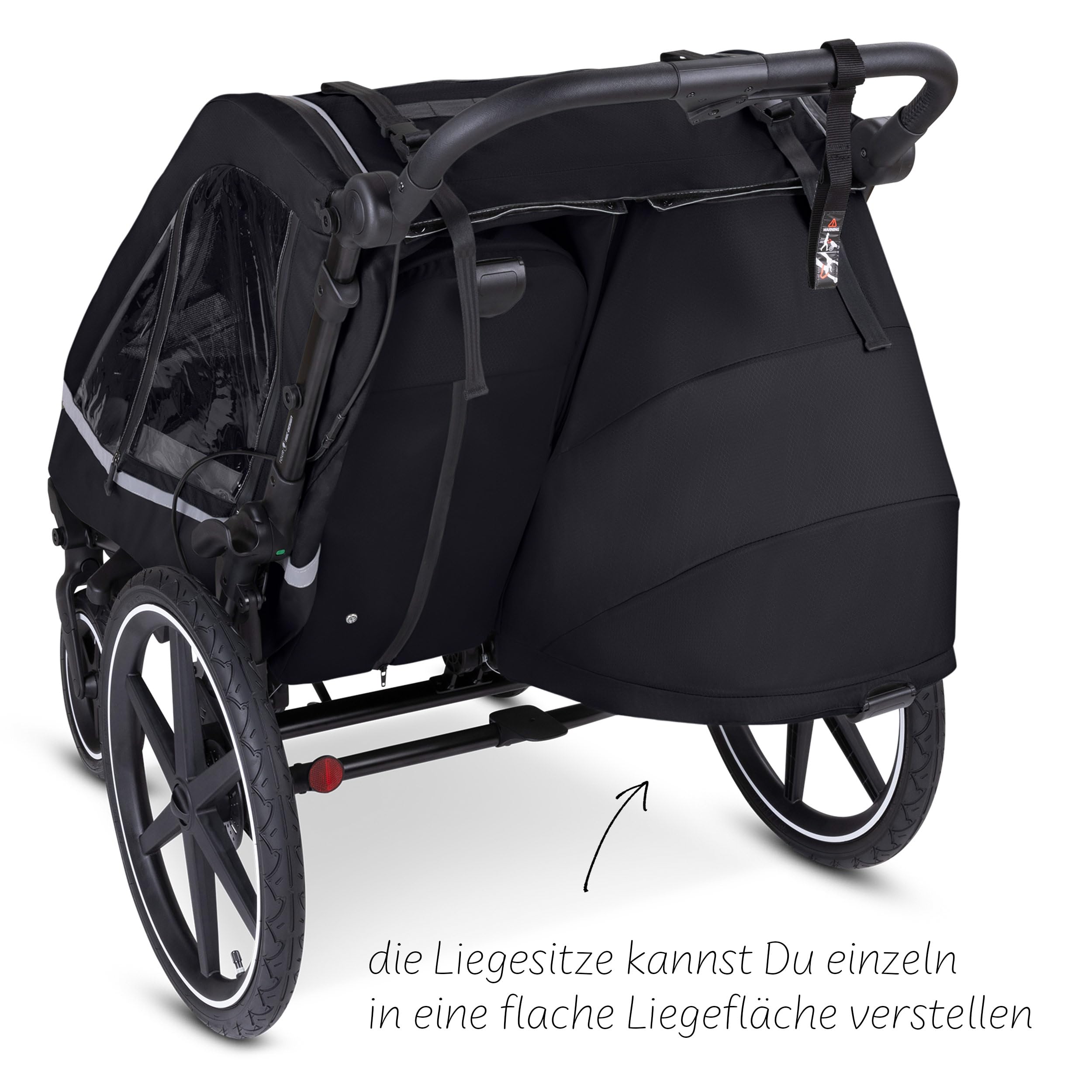 ABC Design Rimorchio per bicicletta 3 in 1 Tour con 2 sedili confortevoli e ruote pneumatiche – Ink