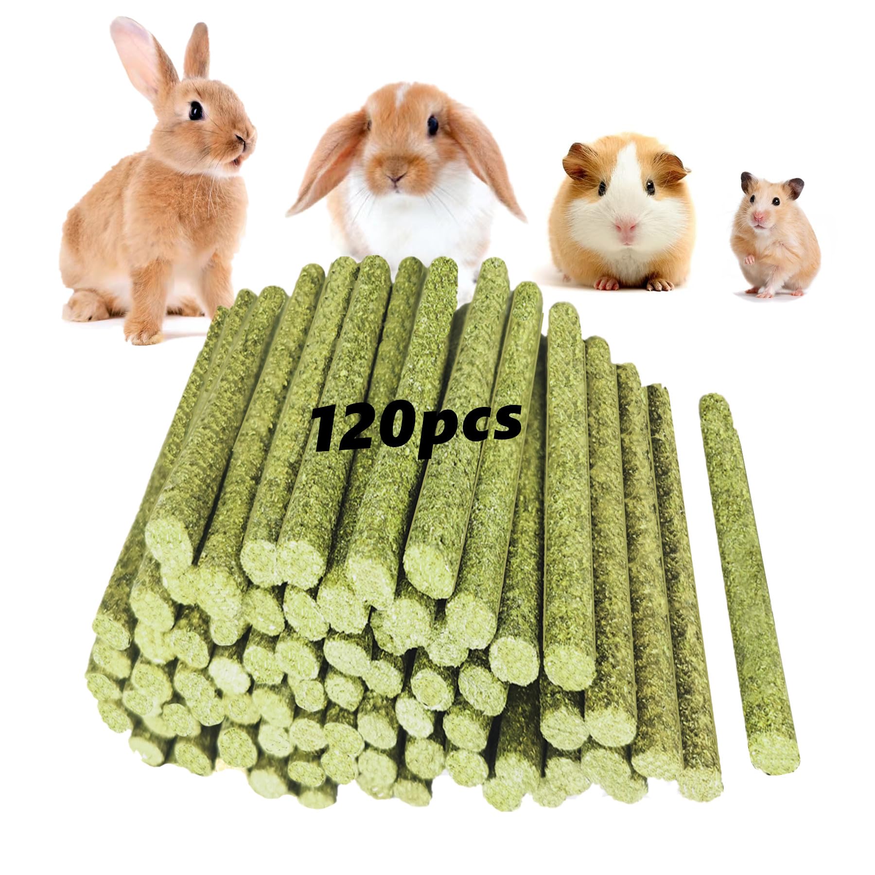 GREMBEB Rabbit Toys,Timothy Hay Stick for Guinea Pig Toy Bunny Chew Toys for Teeth Grinding Hamster Alfalfa Bite Treat Rabbit Molar Food Snack for Pet