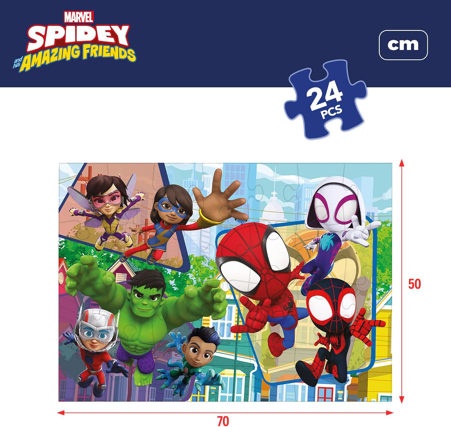 Lisciani Marvel Maxifloor Spidey Puzzle 24 Pieces for Children from 3 Years Large 70 x 50 cm Double-Sided Puzzle for Colouring – Stimulates Thinking and Dexterity – Made in Italy