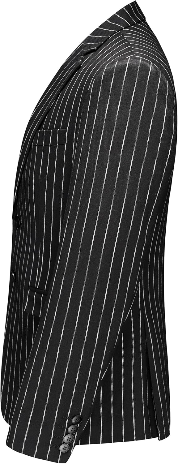 MOGU Men’s Striped Sport Coat – Slim Fit Pinstripe Blazer Suit Jacket for Men, Business Casual Dress Coat - Image 3