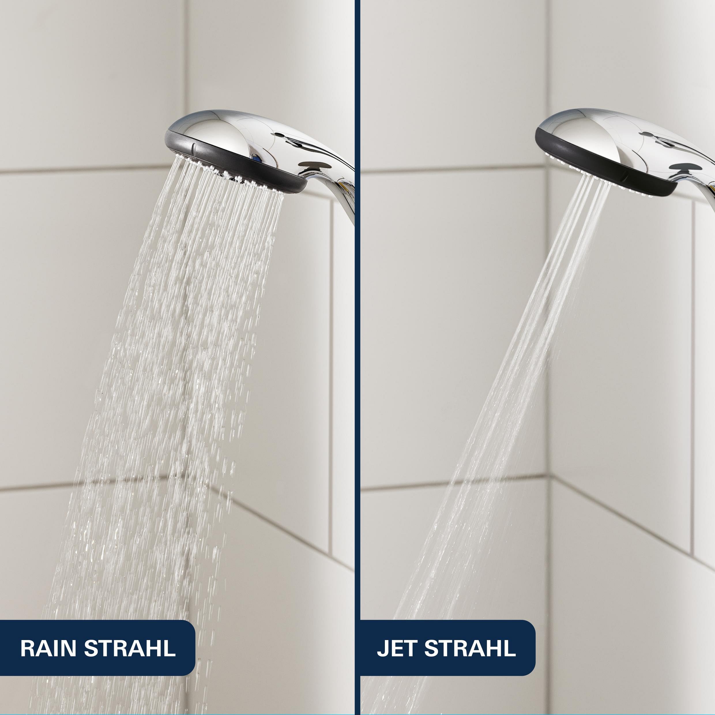 GROHE Vitalio 210, Duschsystem wassersparend 9,5l pro Min (Regendusche mit Thermostat, schwenkbarer Kopfbrausearm, Sicherheitssperre bei 38°C, Duscharmatur mit Antikalk-System), rund, chrom, 27960001