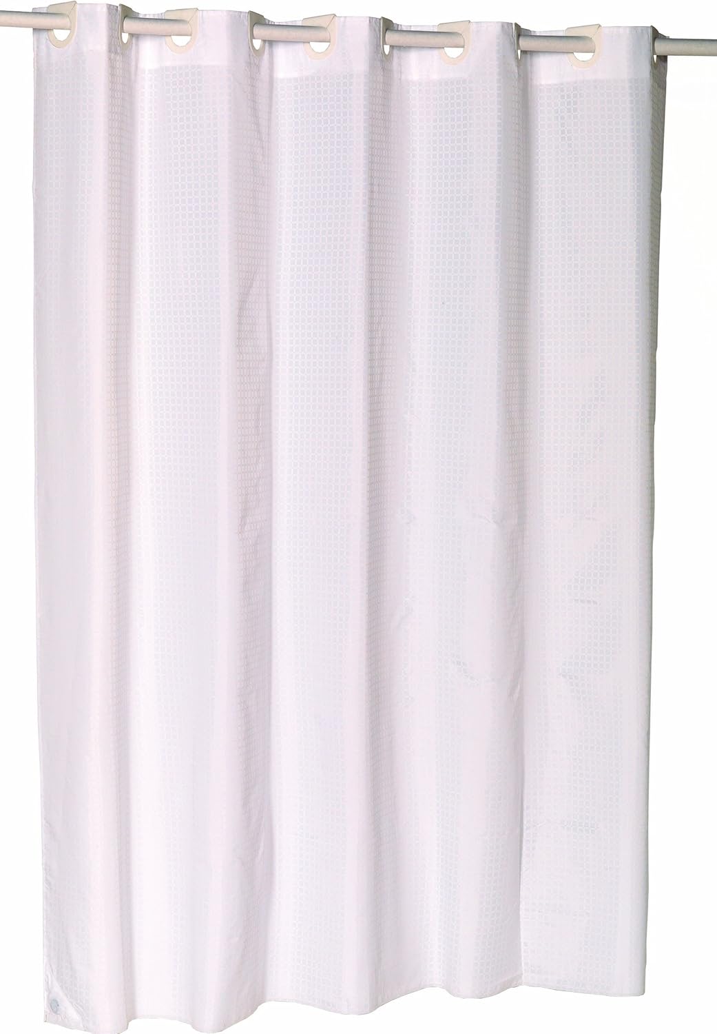 Carnation Home Fashions EZ On No Hooks Needed! 70 by 84-Inch Fabric Shower Curtain, X-Long, Bristol, Ivory