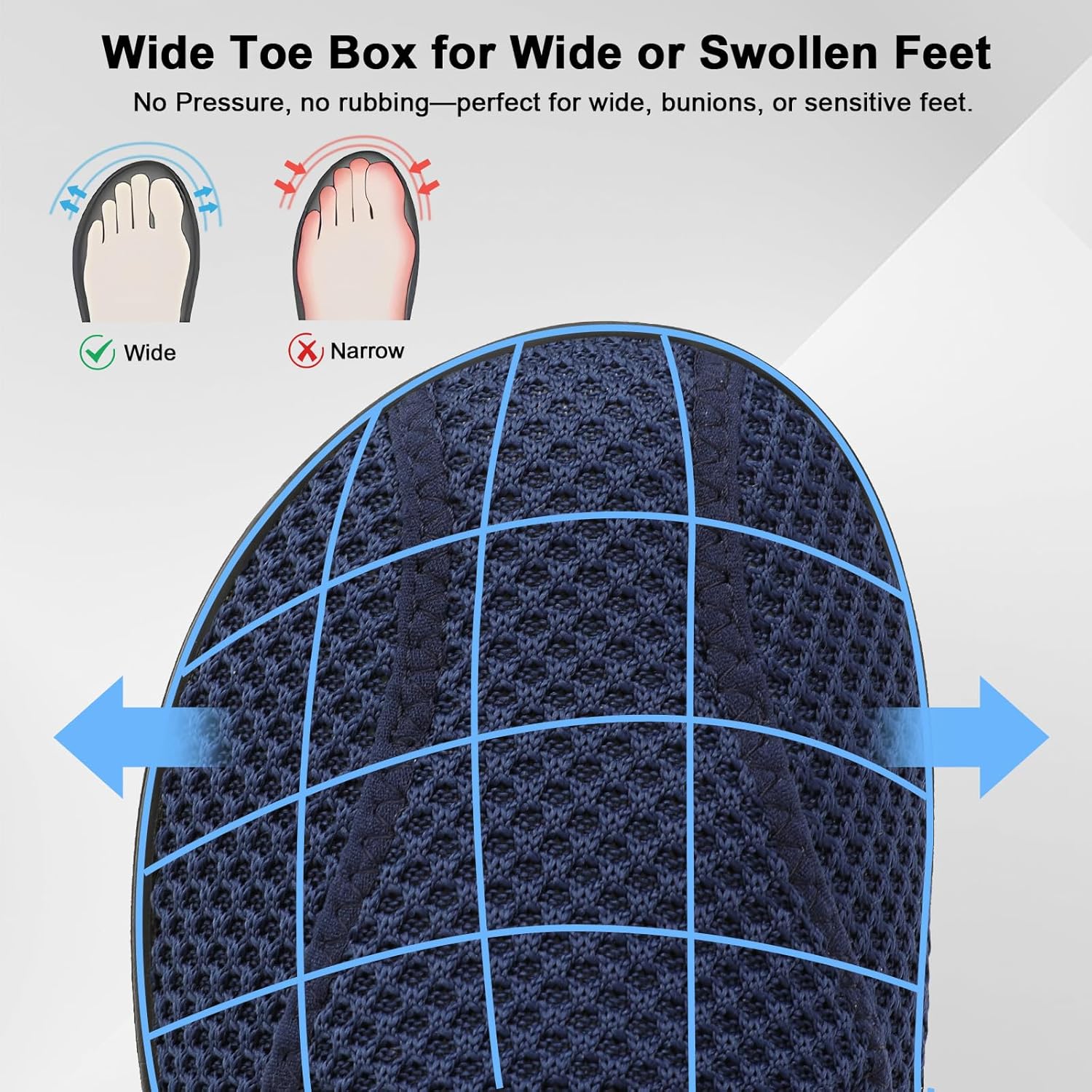 JOINFREE Diabetic Wide Walking Shoes for Women & Men with Adjustable Upper, Zero Drop Non Slip Casual Sneakers Comfortable for Edema, Arthritis, Swollen Feet & Elderly - Image 5