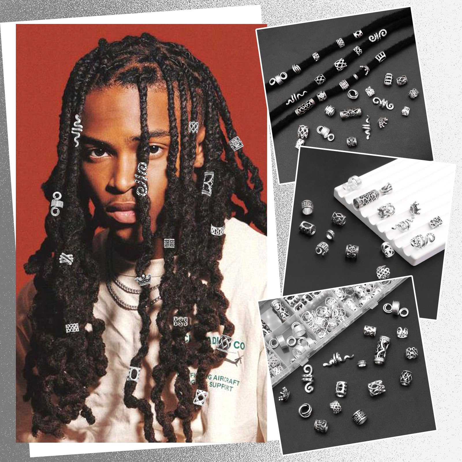 Amazon.com: NAISKA Vikings Hair Jewelry for Braids 231Pcs  display picture 3
