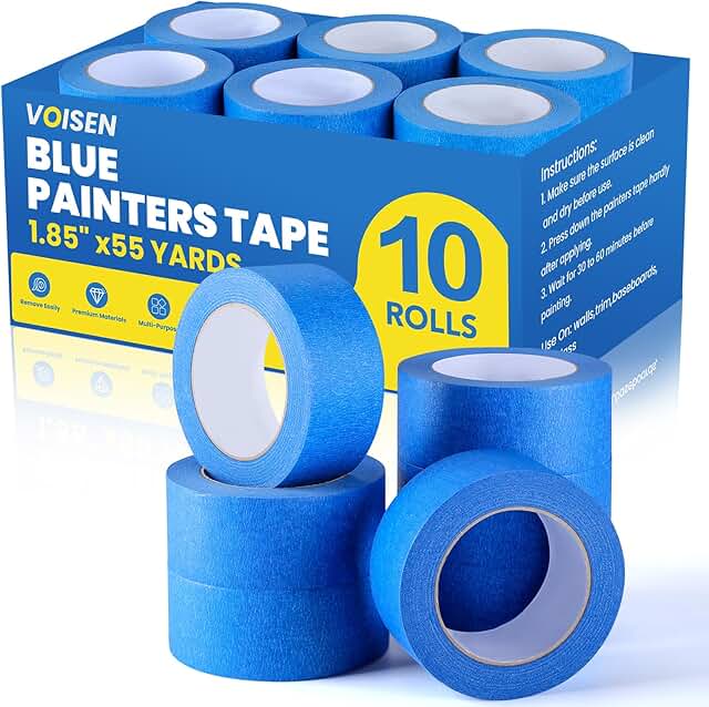 VOISEN 10 Rolls Painters Tape, Blue Painters Tape, 2 Inch Wide (1.85 in ...