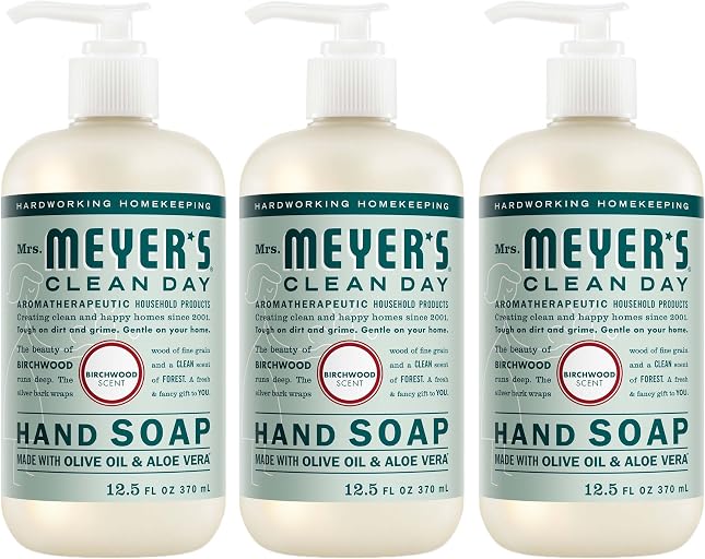MRS. MEYER'S CLEAN DAY Hand Soap, Birchwood Scent, 12.5 Fl Oz Bottle - 3 Pack