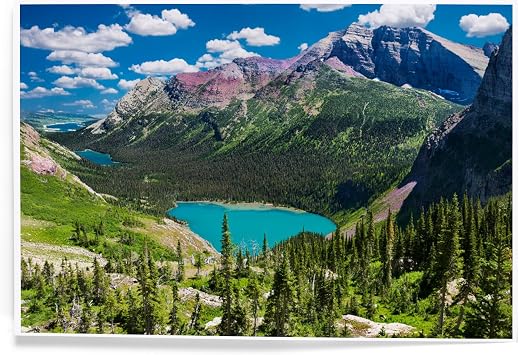 Lantern Press 8x12 Art Print, Glacier National Park, Montana, Lakes on the Grinnell Glacier Trail