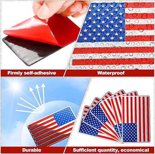 Miniatura 4 de 6 Pieces American Flag Metal Car Sticker 3D USA Flag Decal Aluminum Alloy Car Stickers Patriotic Emblem Decal for Cars, Truck, SUV, Motorcycle,