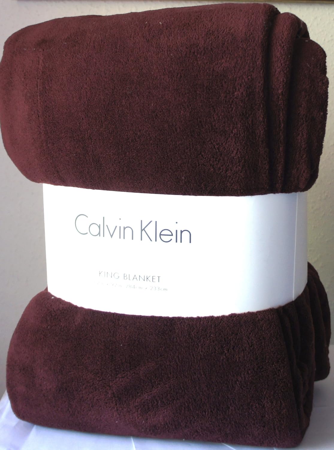 Calvin Klein Plush KING Size Blanket CHOCOLATE BURGUNDY