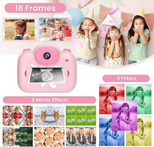 Miniatura 4 de Cámara para niños de impresión instantánea de 3.5 pulgadas, cámara de impresión instantánea para fotos de niños, cámaras de impresión digital para