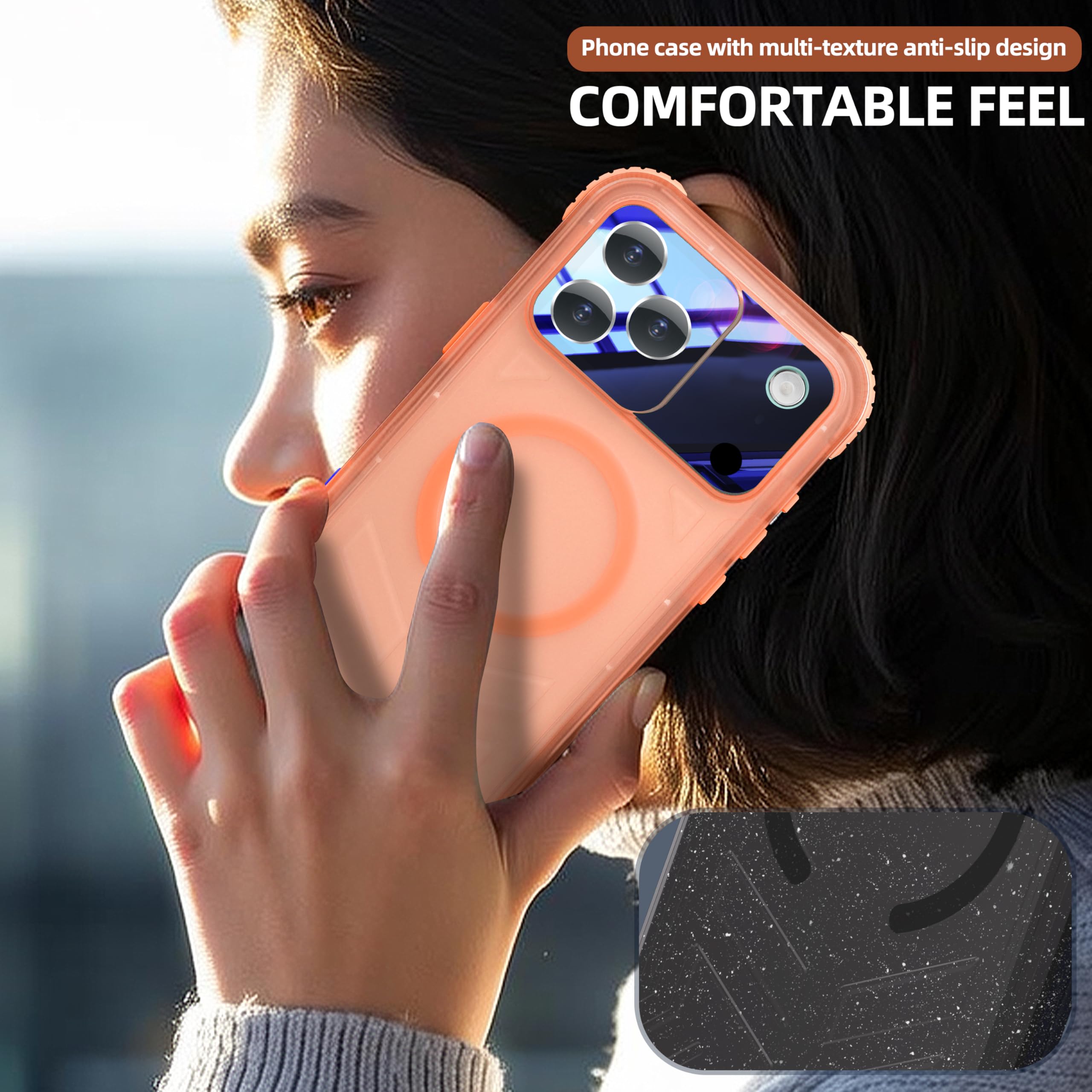 Funda impermeable para iPhone 17 Pro Max, funda protectora de cuerpo completo 360 con protector de cámara de pantalla integrado, filmación subacuática, esnórquel y natación, borde naranja
