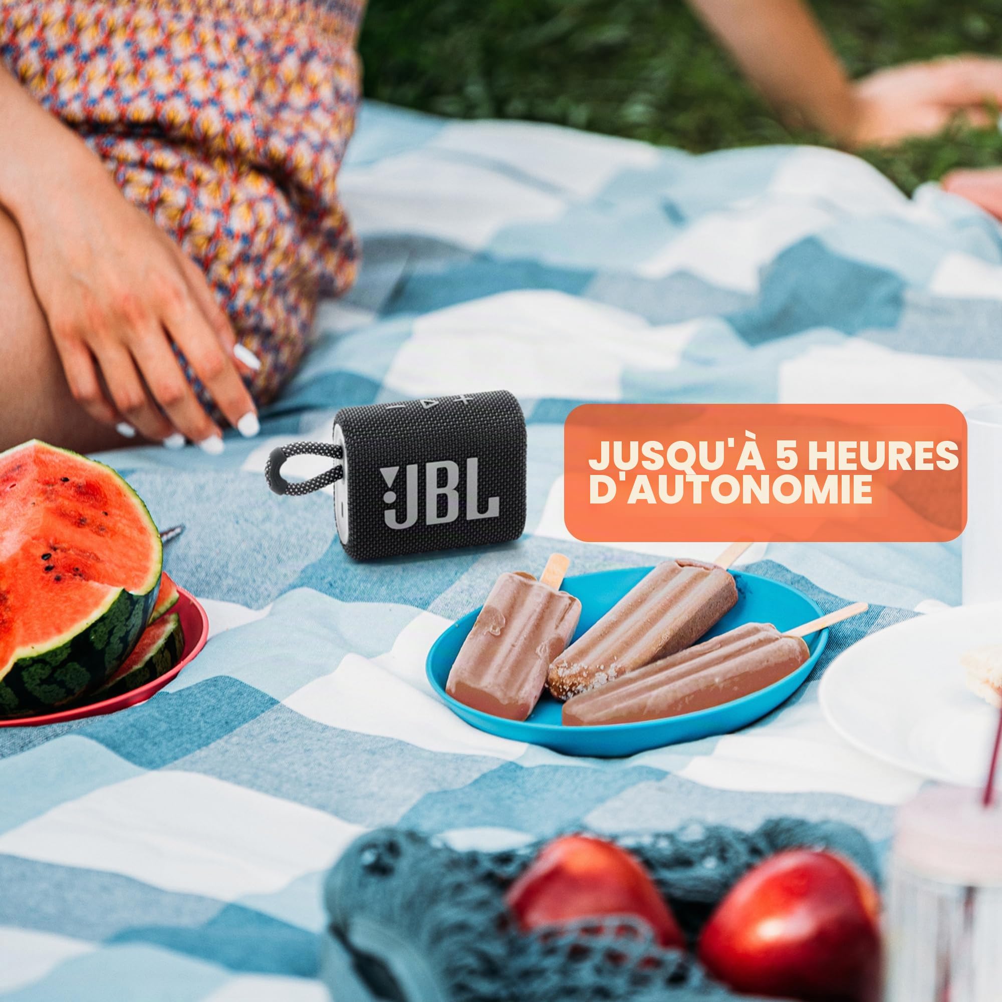 JBL Go 3 : Haut-Parleur Portable avec Bluetooth, Batterie intégrée, Fonction étanche et Anti-poussière – Rouge (JBLGO3REDAM)