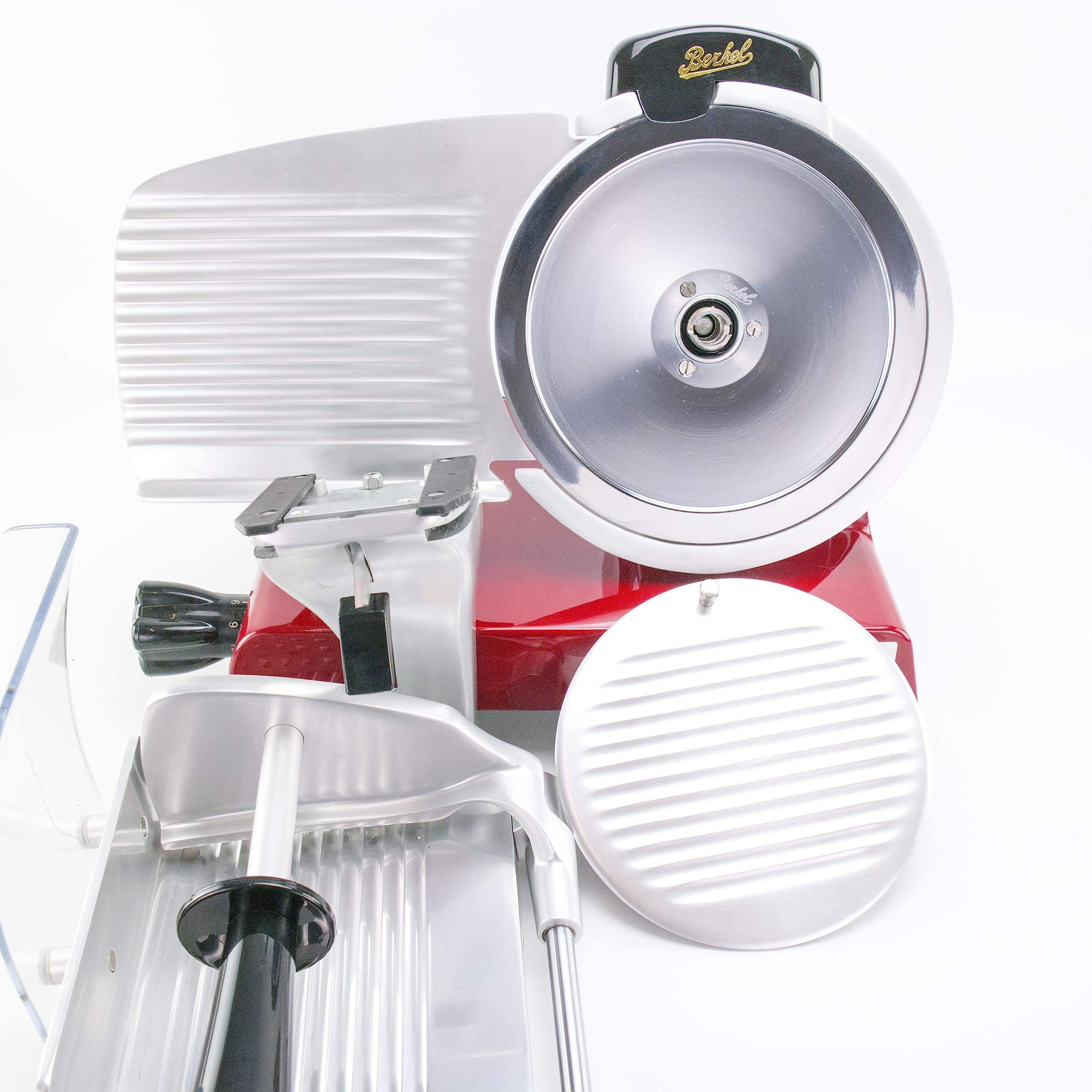 Berkel Red Line 250 rot Profi Aufschnittmaschine + Einlegebrett aus alten Wein Fassholz - Sonderangebot statt 1179,-
