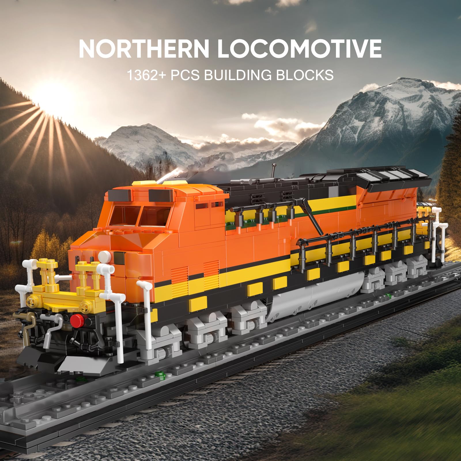 Mould King 12041 Northern Locomotive Model Building Blocks Kit, MOC 1362+ PCS Freight Train Construction Toy Set - Image 3