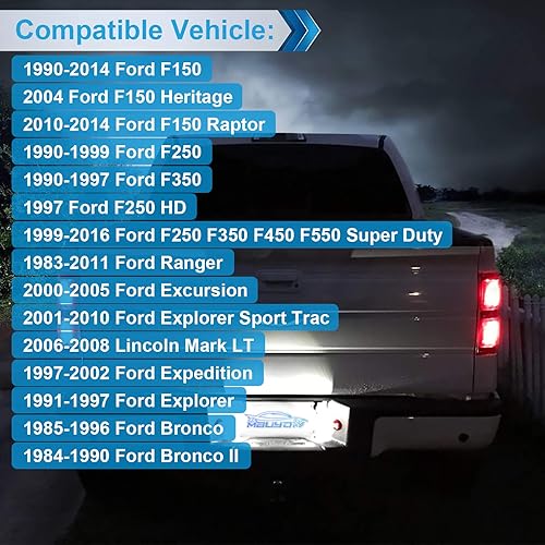 Miniatura 7 de Juego de 2 lámparas LED para placa de matrícula con tubo de neón OLED rojo compatible con Ford F150 1990-2014, F250 F350 1999-2016, Ranger
