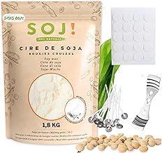Soj! - Candle wax - Soy wax for candle making/DIY candle, candle filling - For poured candle - Flakes -1.8kg + 20 wicks