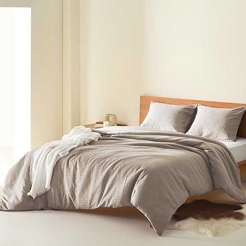 Miniatura 2 de Comfort Spaces Juego de funda de edredón de 3 piezas, transpirable, con textura de gofre, moderno, estilo bohemio, para todas las estaciones, tamaño