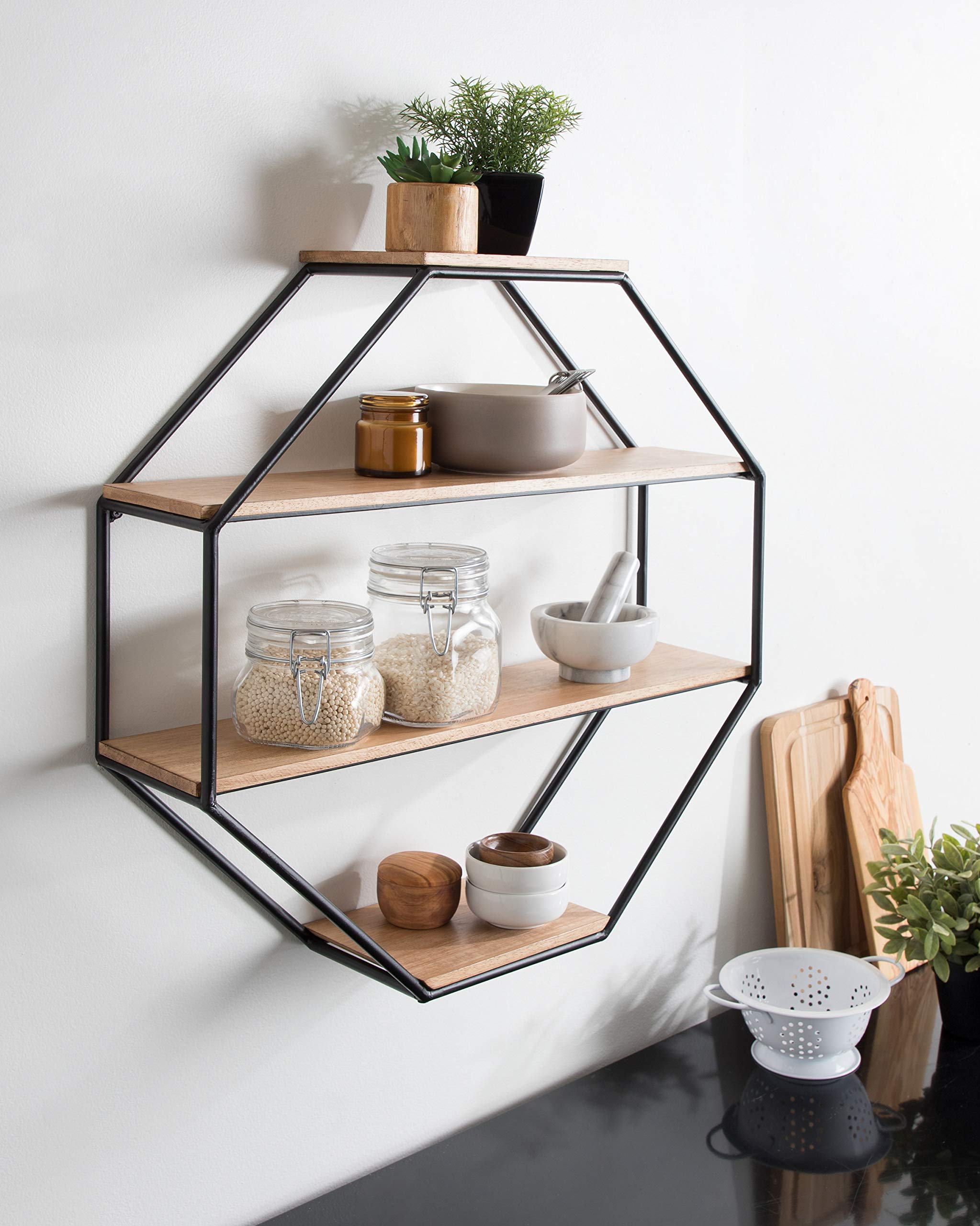 Amazon.com: Kate and Laurel Lintz Farmhouse Octagon Wall Shelf, 24
