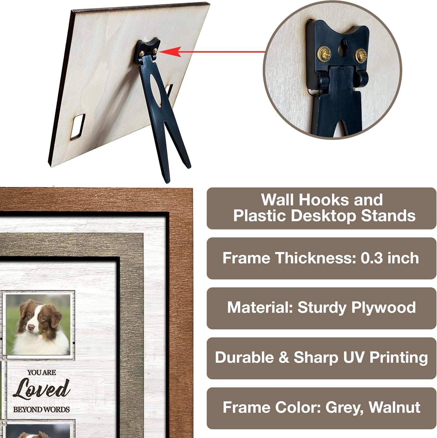 Personalized Dog Picture Pet Loss Sign Frames With Collar Holder Dog Passed Away Gift Wood Sign Pet Picture Frame Dog Heaven Dog Sympathy Gifts for Christmas Memorial Plaques for Loss Dogs Pet