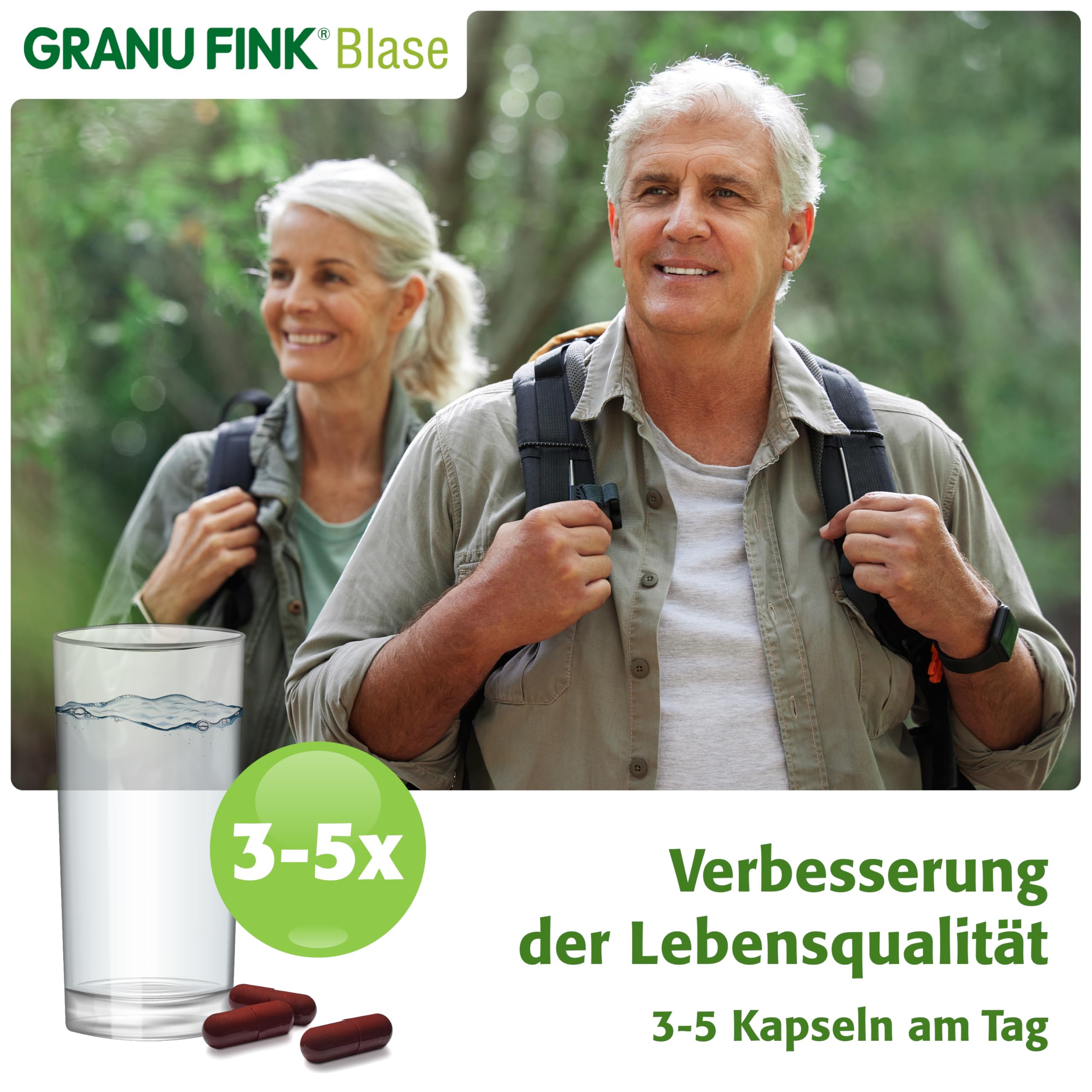GRANU FINK Blase – Pflanzliche Kürbissamen-Kapseln zur Stärkung der Blasenfunktion bei Blasenschwäche – Hergestellt in Deutschland – Für Männer und Frauen – 100 Hartkapseln