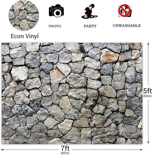 Miniatura 4 de Telón de fondo de pared de piedra de 7 x 5 pies, fondo de fotografía texturizado de pared de piedra al aire libre, fiesta de vacaciones, jardín,