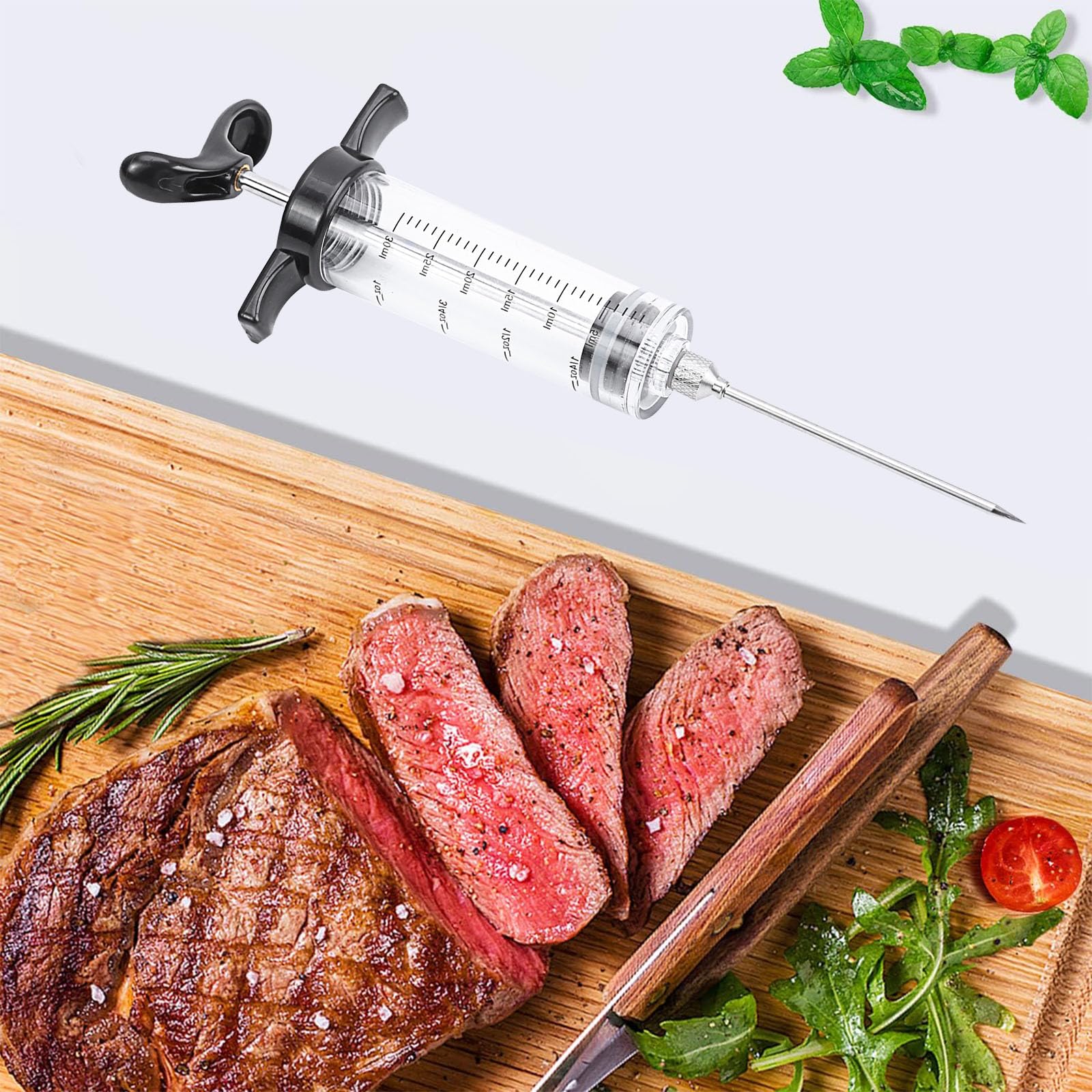 Fleischspritze, Marinadenspritze, Fleischinjektoren zum Räuchern und Grillen 30 ml, Meat Injector, Fettinjektornadel, Marinierspritze, Gewürzspritze, Injektor-Marinaden für Fleisch, Pute, Rind