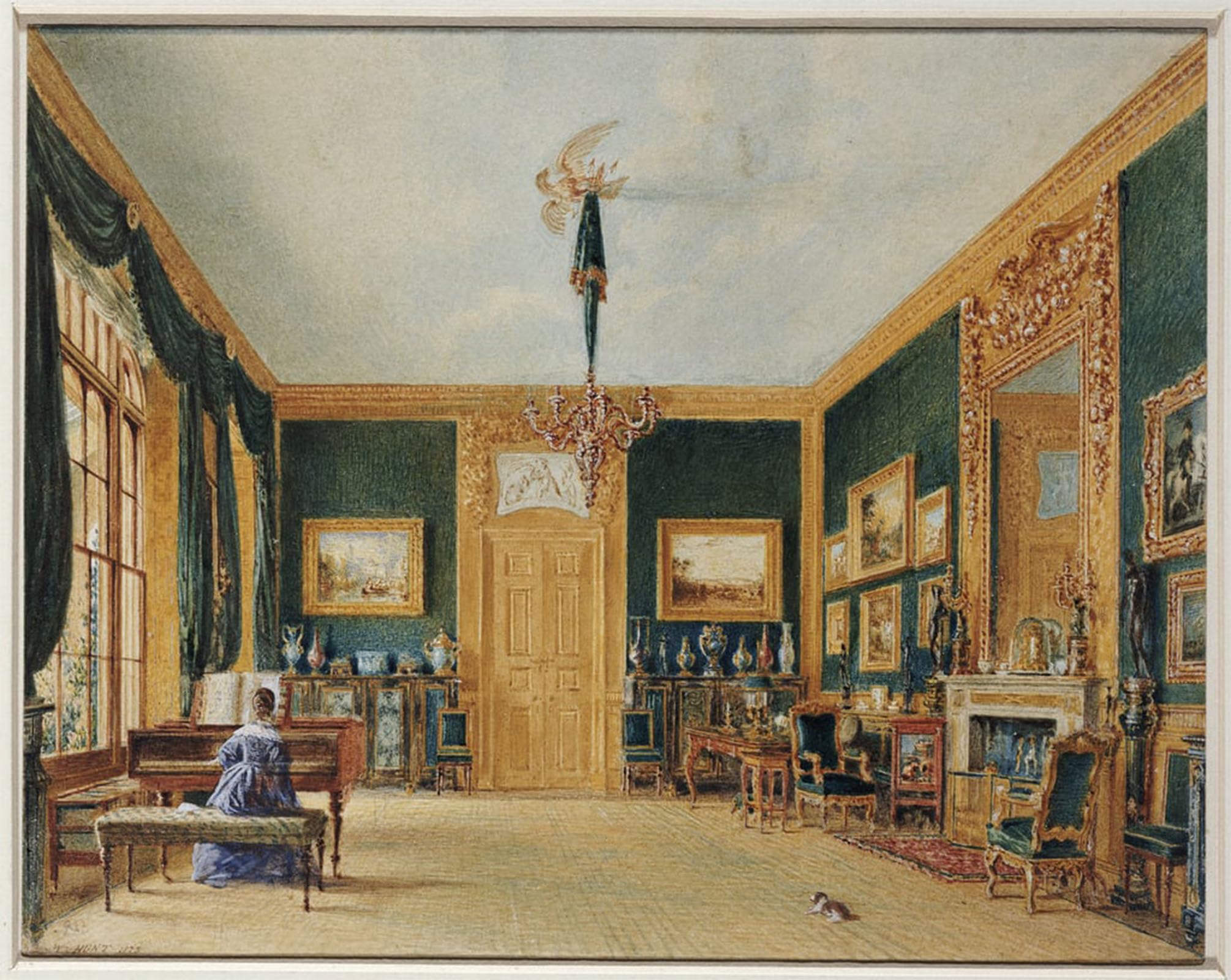 SERENDIPITP Aesthetic Poster Photo Wall Print Retro Picture the Green Drawing Room of the Earl of Essex At Cassiobury by William Henry Hunt Modern Wall Artwork for Home Decor 60x90cm