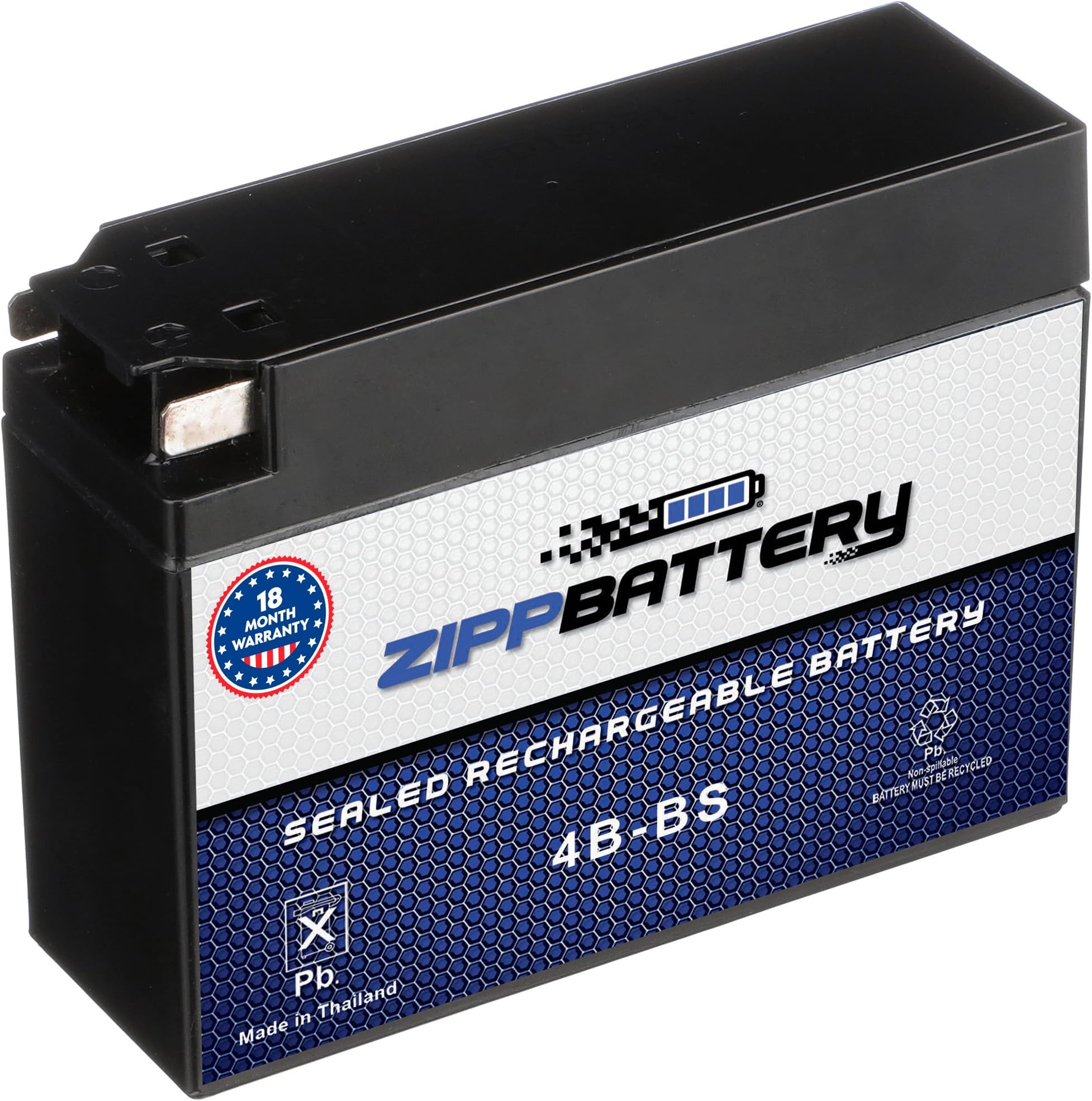 ZIPPBATTERY YTX4B-BS 12V 40 CCA AGM โ Maintenance-Free 2Ah Battery for Scooter, Mini ATV, Pocket Bike โ Tab Terminal โ Fits Yamaha Zuma 50, Honda Metropolitan, Razor Pocket Mod, TaoTao 50cc