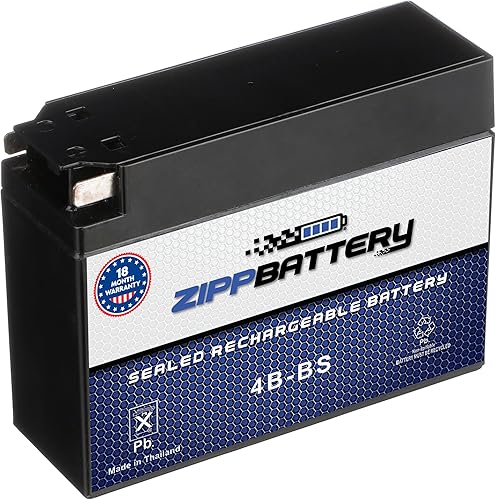 ZIPPBATTERY YTX4B-BS 12V 40 CCA AGM  Batería de 2Ah sin mantenimiento para scooter, Mini ATV, Pocket Bike  Tab Terminal  Compatible con Yamaha Zuma