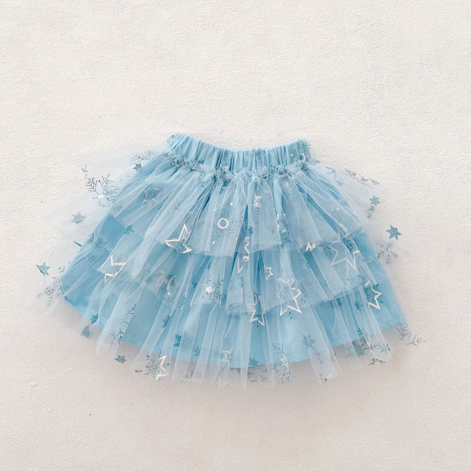 Baby Girls Layered Fluffy Tutu Tulle Skirt Girls Rainbow Princess Skirts Dance Party Birthday Carnival (Blue, 4-5 Years)