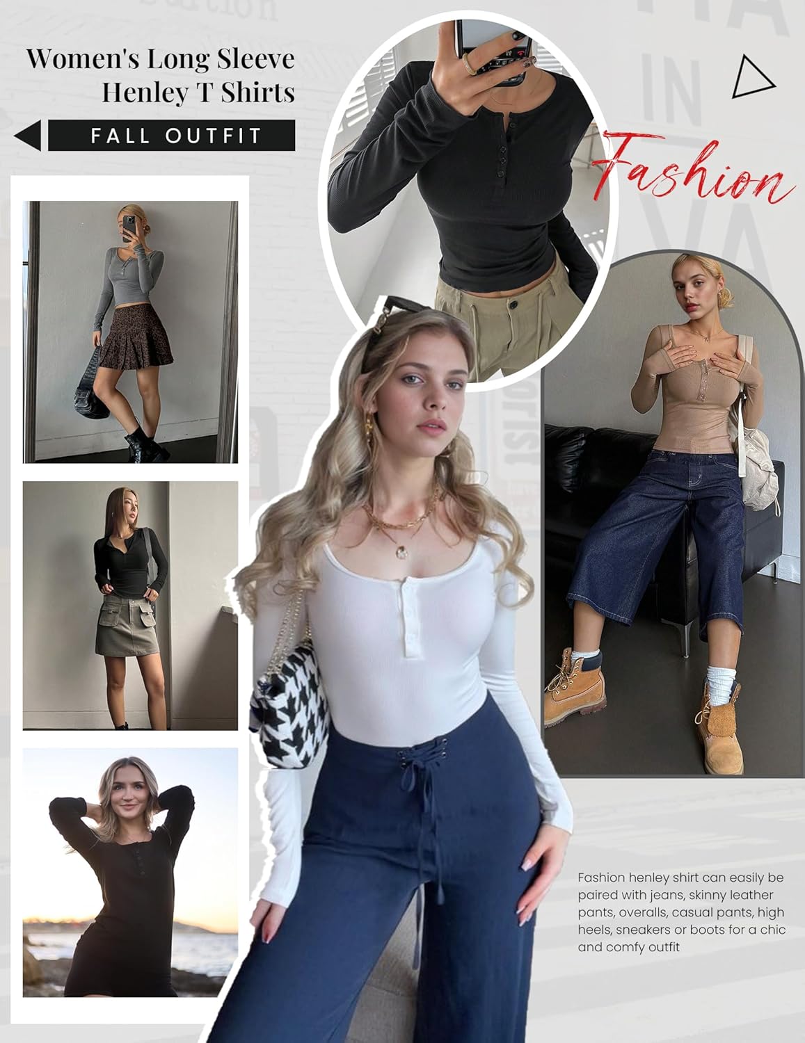 Ekouaer Women's Long Sleeve Henley T Shirts Fall Button Tops Slim Fit Casual Blouse Soft Thermal Undershirts - Image 6