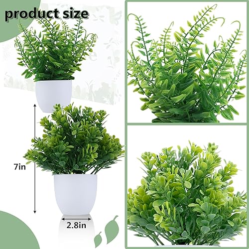 Miniatura 59 de GREENTIME 4 plantas falsas en maceta, pequeñas plantas artificiales de interior en maceta blanca para el hogar, oficina, dormitorio, escritorio