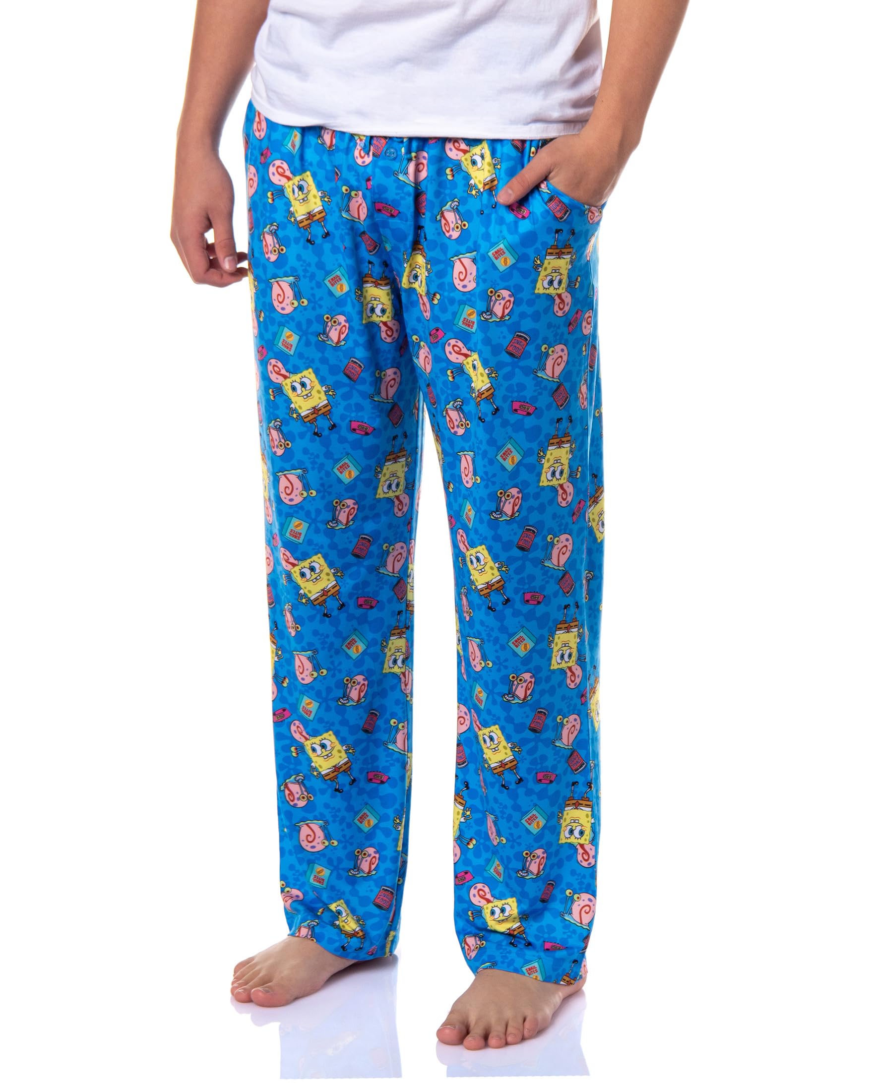 INTIMO SpongeBob SquarePants Men's Gary The Snail Sleep Pajama Pants For Adults, Blue, XL
