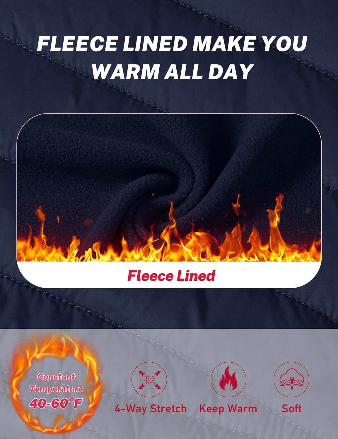 MoFiz Women's Puffer Vest Lightweight Hooded Warm Fleece Lined Hybrid Softshell Hiking Winter Sleeveless Zip Vest - Image 4