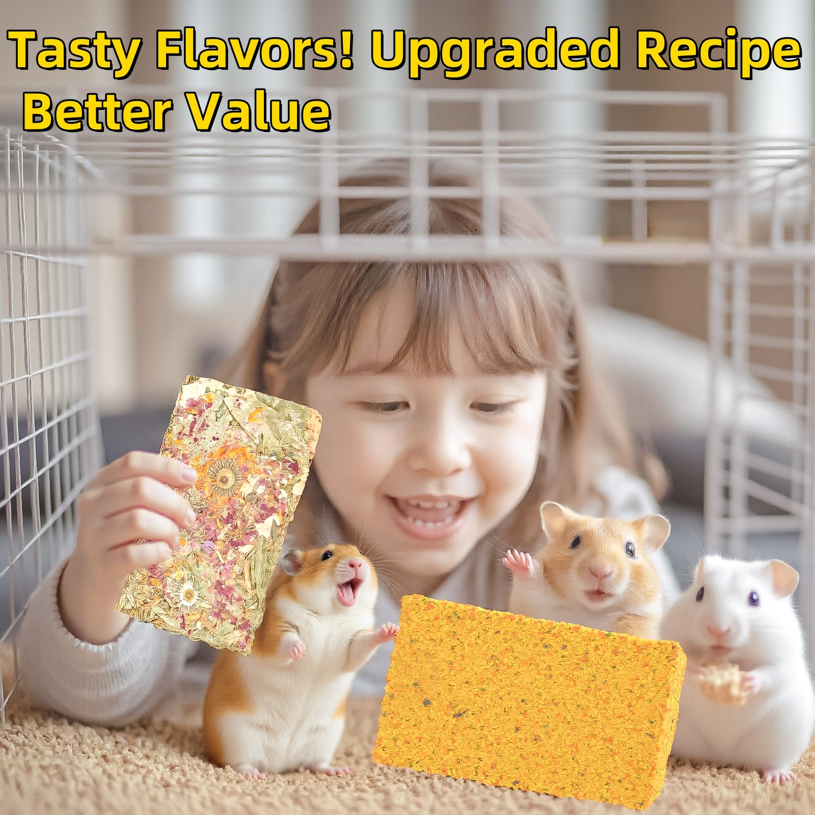 Kaninchenfutter 10 Pack Kaninchen Kauspielzeug Knuspriger Snack für saubere Zähne Hamster Timothy Heu Kräuterblumen-Chips Mahlen für Kaninchen