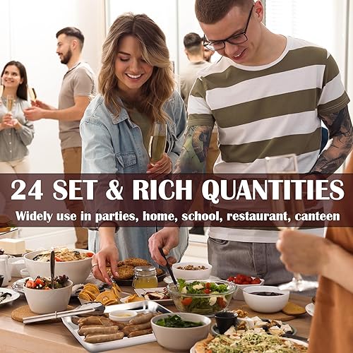 Miniatura 7 de meekoo Juego de 24 bandejas para hornear, bandejas de acero inoxidable, antiadherentes, bandeja pequeña para servir pasteles, bandejas metálicas