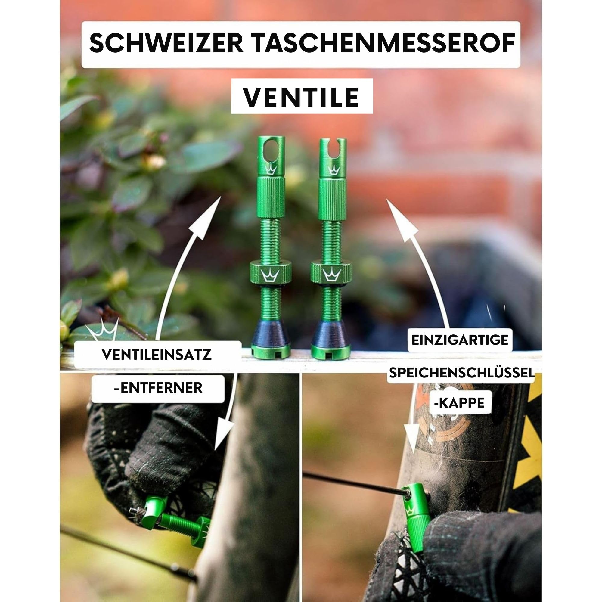 Peaty's X Chris King MK2 Tubeless Ventil Presta - Integrierter Speichenschlüssel & Ventilkernentfernungskappen, Mountainbike, Rennrad Fahrrad Reifen, Kompatibel einfügen, 7075 Aluminium