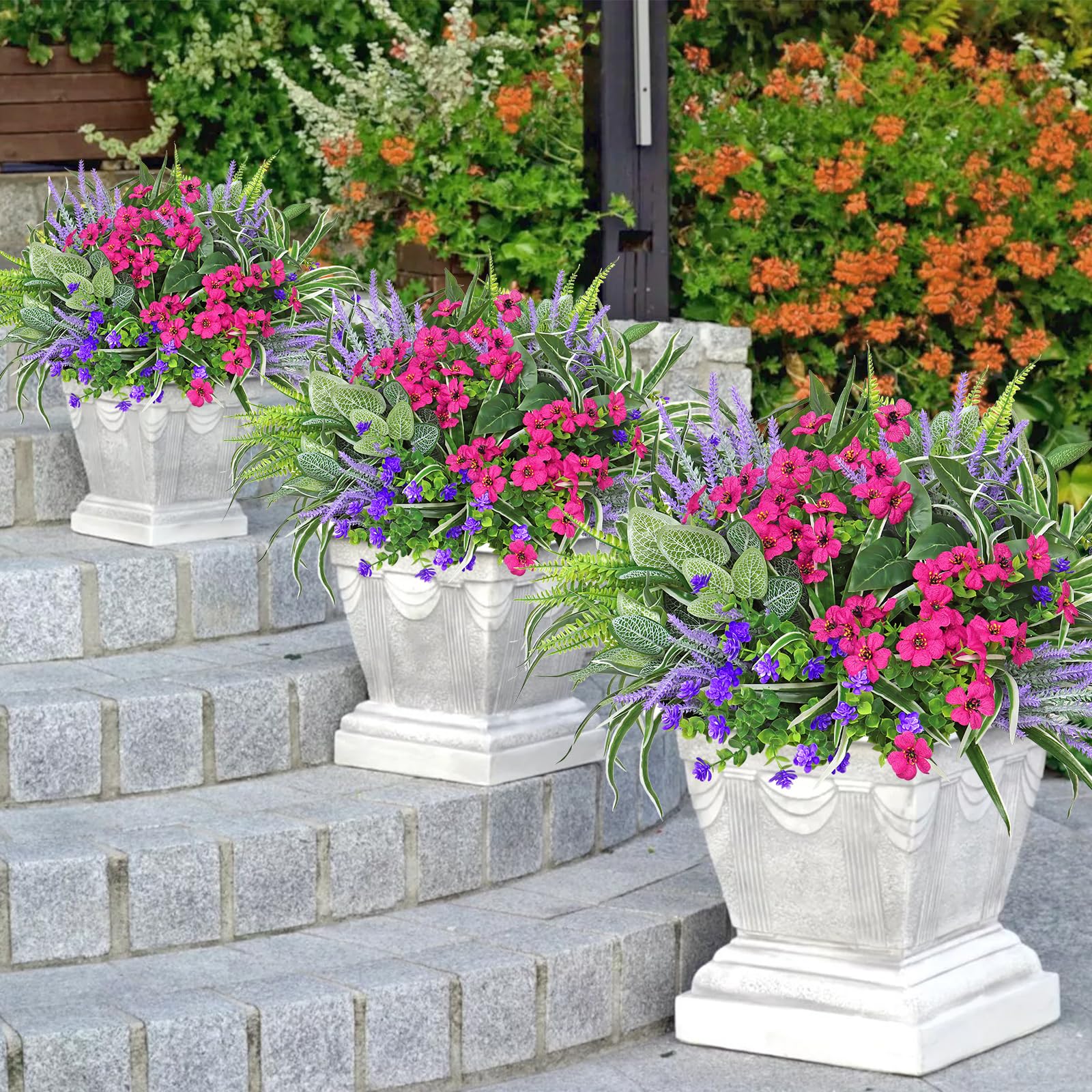 Piante Finte da Esterno 20 Fasci Fiori e Pianta Artificiale Cespuglio Finto da Esterno Arbusti Verdi Resistenti Ai Raggi UV Lavanda Finta Per Decorazioni Casa Soggiorno Balcone Vaso Giardino