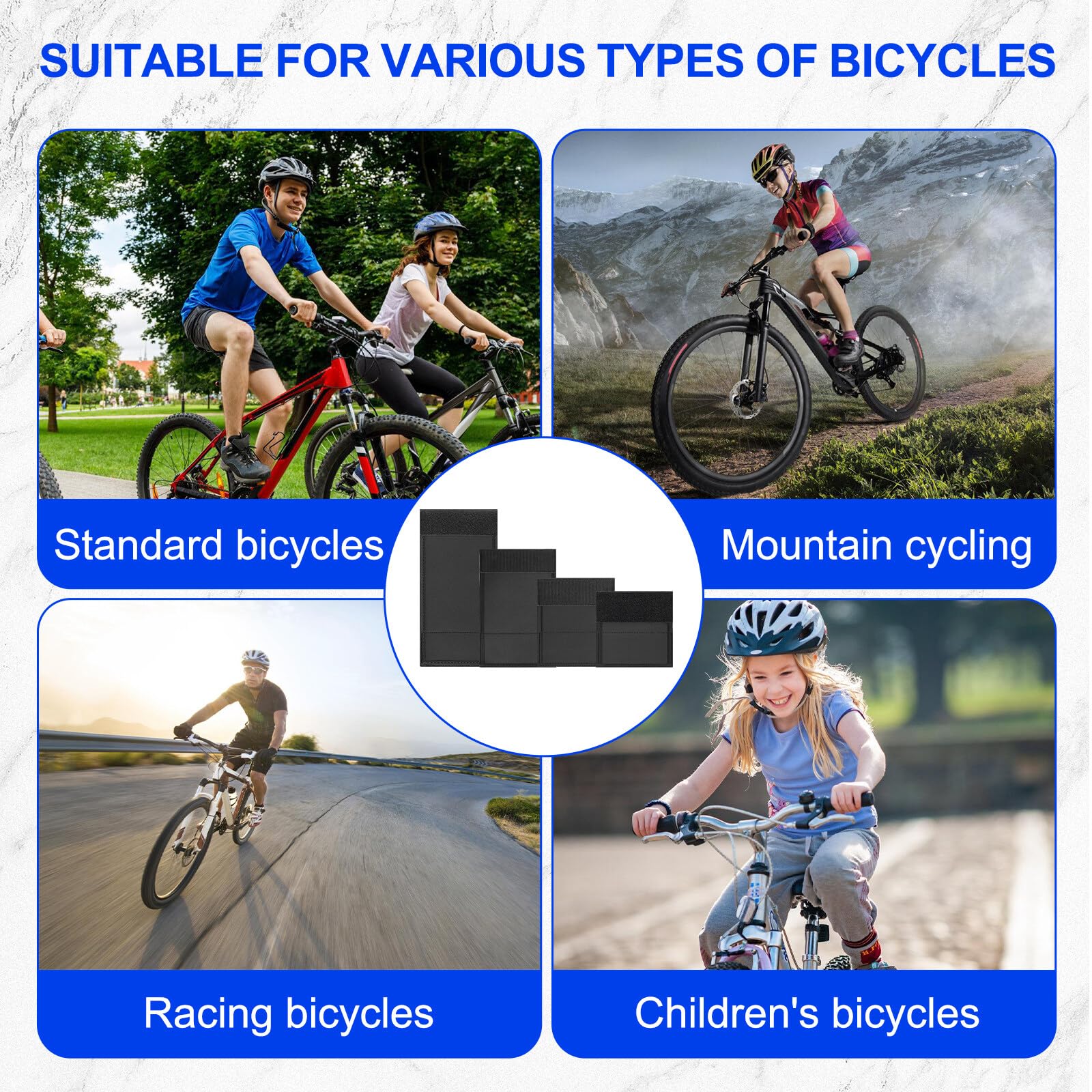 Aicharynic Set di 4 protezioni per telaio per bicicletta, in neoprene e carbonio, adatte per telai in carbonio, per biciclette, MTB, bicicletta per bambini e biciclette elettriche