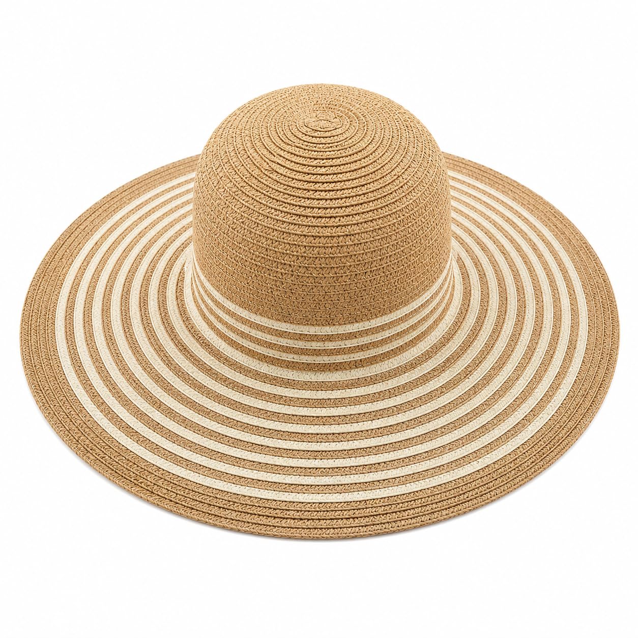 Women's Wide Brim Striped Straw Beach Hat, 40 cm Diameter-image-7