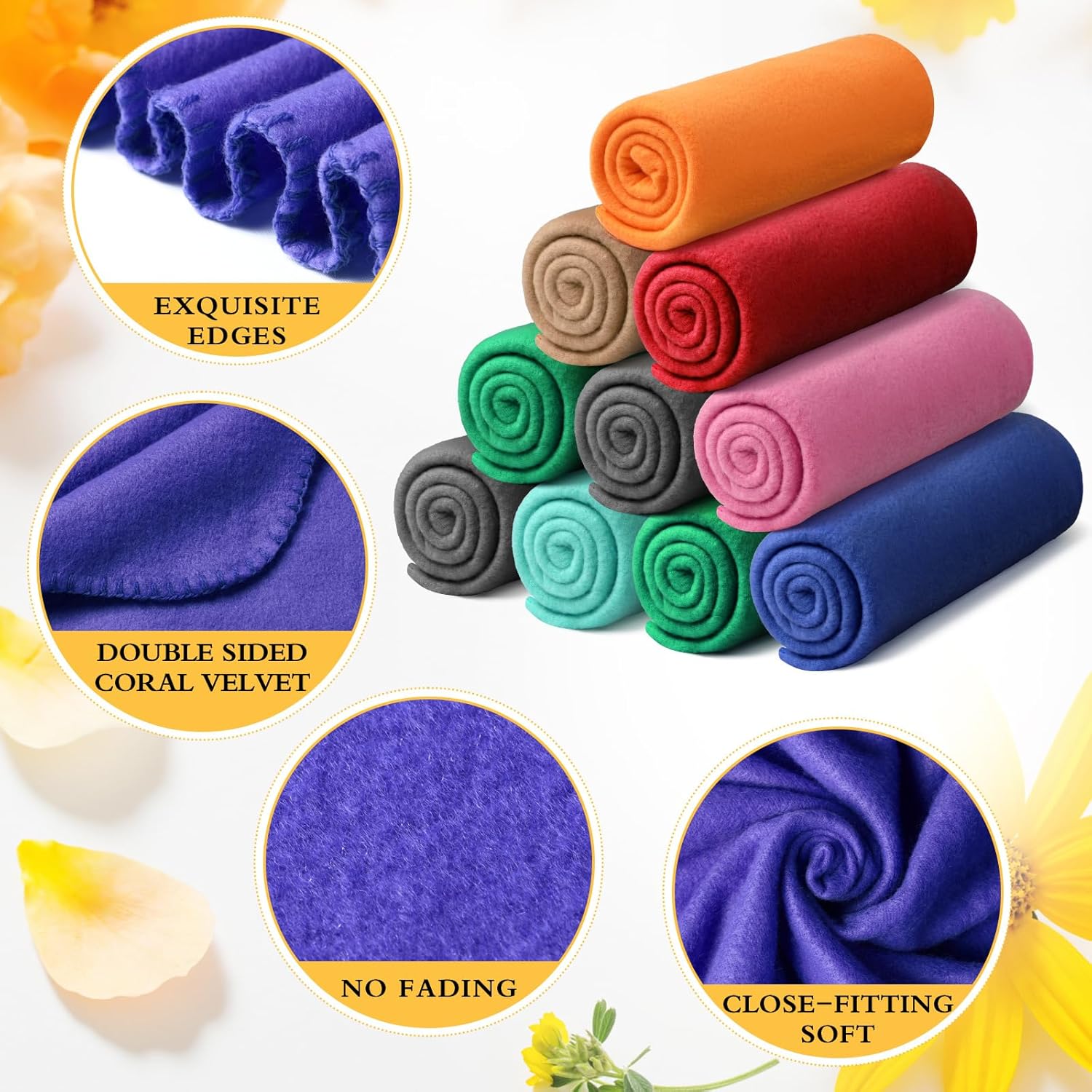 Kinlop 40 Packs Fleece Blanket Bulk 60 x 50 Inch Soft Lightweight Fleece Cozy Blanket Warm Throw Plush Pet Throw for Bed Couch Sofa Home Office Wedding Gifts Travel Camping(Novel Color,40 Packs) - Image 3