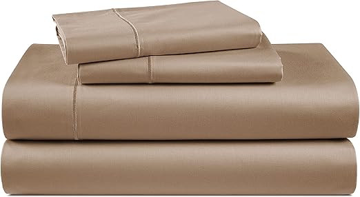 LANE LINEN 1000 TC 100% Egyptian Cotton Full Size Bed Sheets, Machine Washable Naturally Temperature regulating Sustaibable No Pill Fade Resistant Full Size Sheets Set Cotton- Taupe