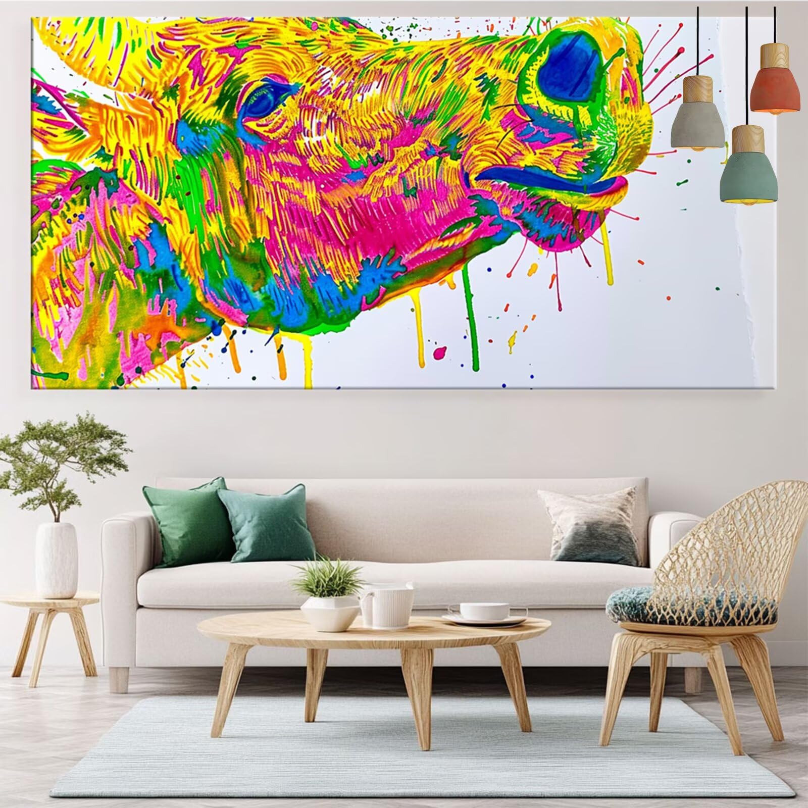 Diamond Painting Farbe Diamond Painting Erwachsene Ochse Bastelset Kinder ab 6 Jahre Mosaikherstellung Kreatives Geschenke für Mädchen Anfänger, Diamant Strass Kreuzstich Zimmer Deko 60x120cm Y5-972