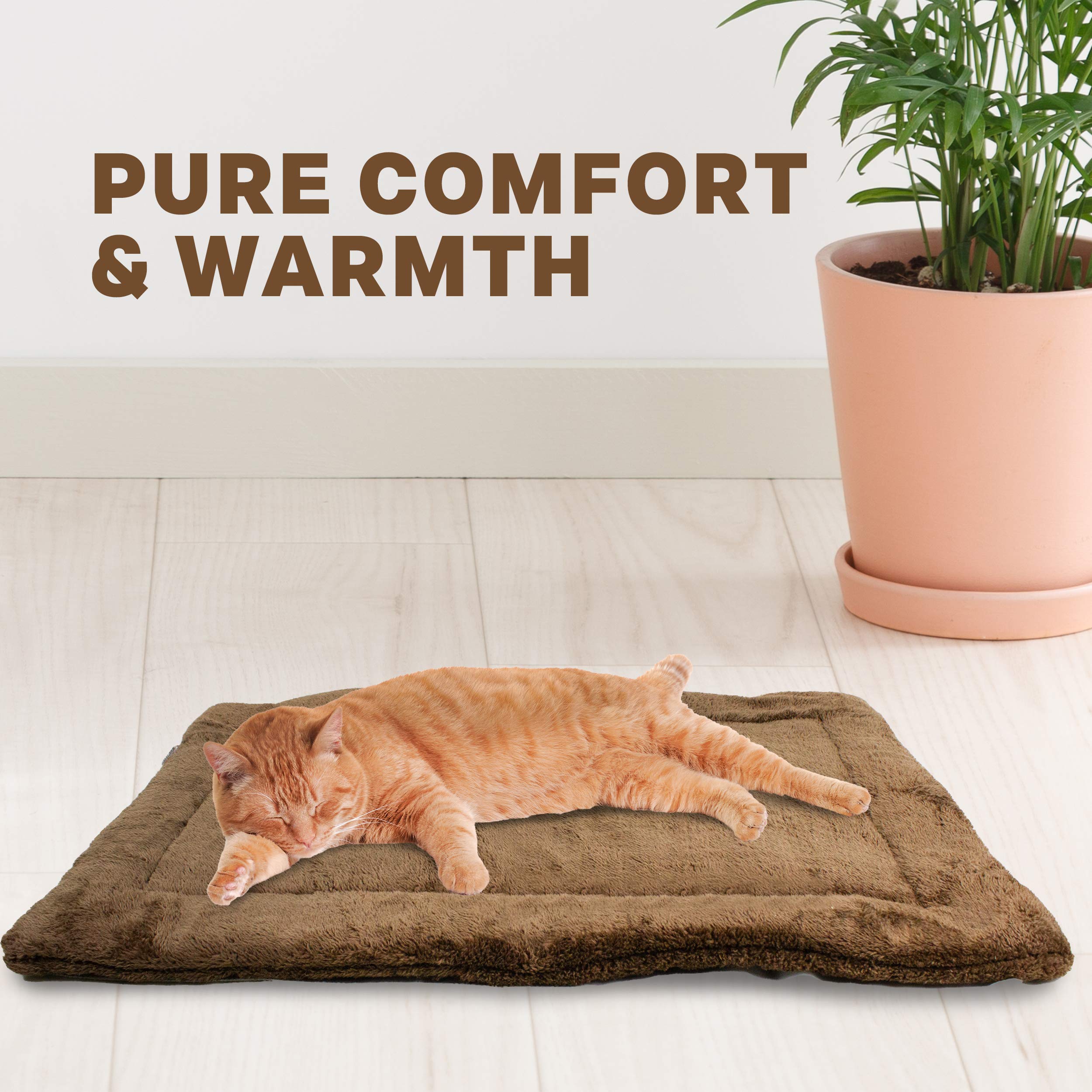 Amazon.com : Downtown Pet Supply - Self Heated Cat Bed u0026 Dog Crate Mat -  Thermal Nap Mat - Padded and Insulated Pet Mat with Mylar Layer and Leather  Handles - Brown -