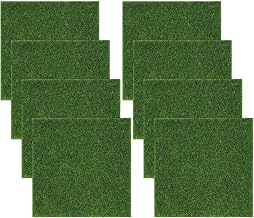 8 Pieces Artificial Grass for Outdoor, Artificial Grass Mat 15 x 15 cm – 3 mm Thick Fake Grass for Garden Decoration, Cribs, DIY Modeling (Green)