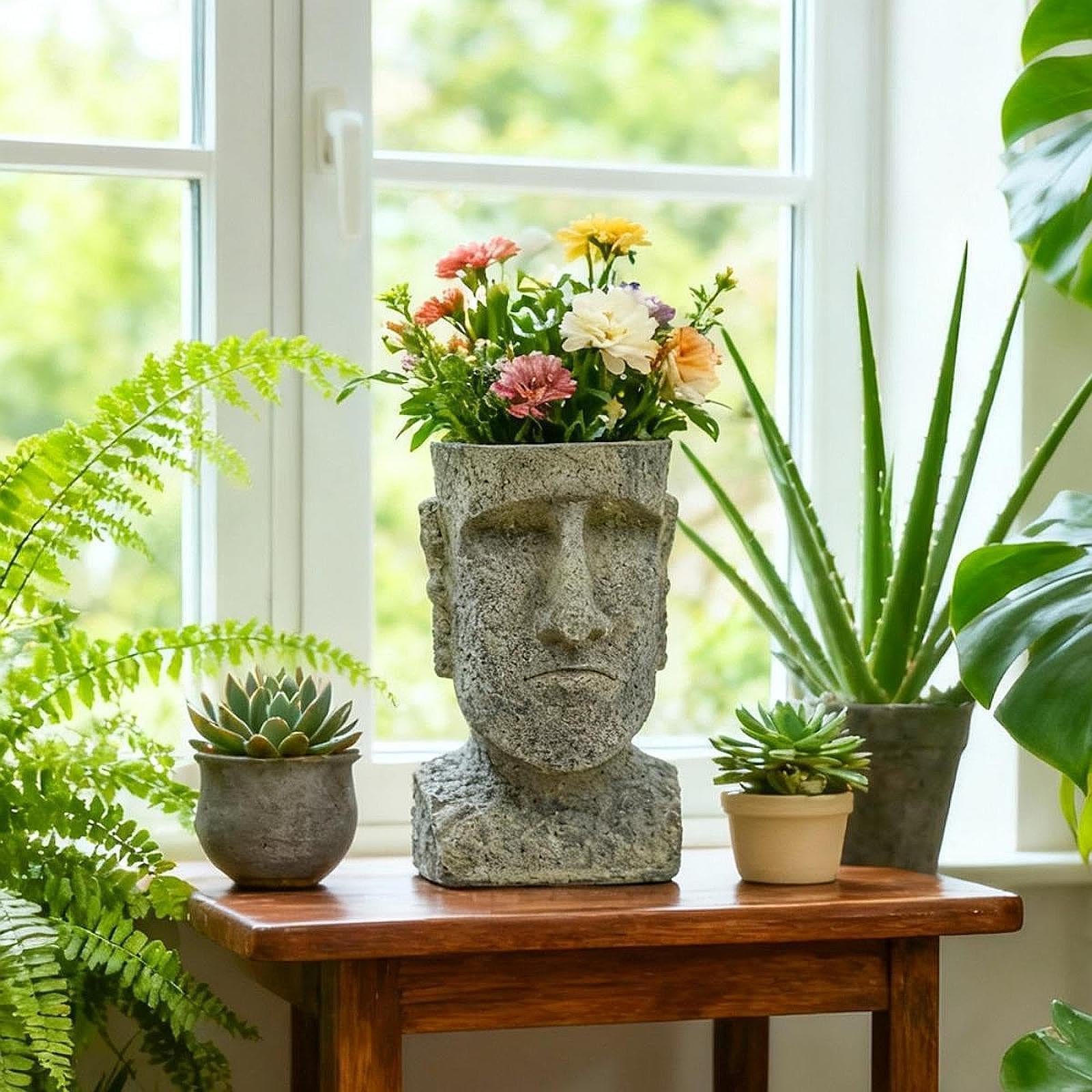 Vaso per Piante a Forma di Testa, Vaso per Fiori con Volto Umano, Regalo per Donne E, Resina, Decorazione per La Casa, Scultura per Giardino E Balcone