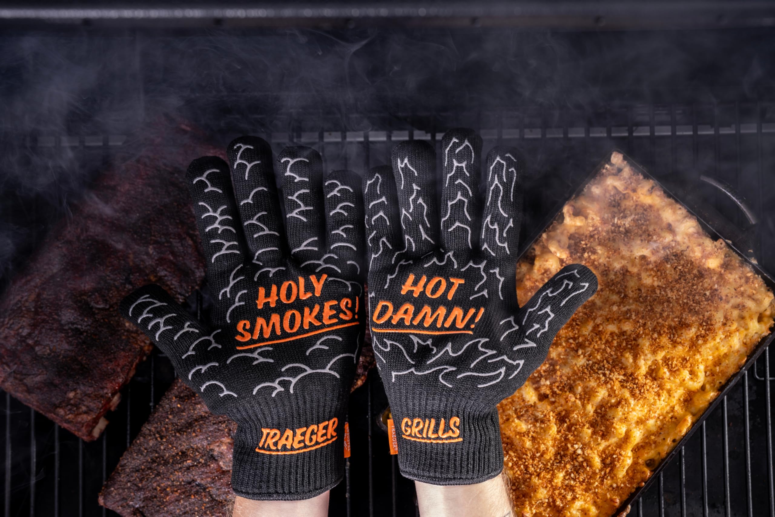 Traeger Gants de Four résistants à la Chaleur avec poignée en Silicone pour Barbecue, pâtisserie, Cuisine, sonde Chaude – Taille Unique