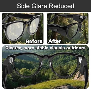Side Shields for Ray-Ban Meta Smart Glasses – Safety Covers for Wayfarer, Skyler, Headliner (Gen 1&2) & Oakley Meta HSTN – Lightweight Clip-On, No Charging Interference (Black)