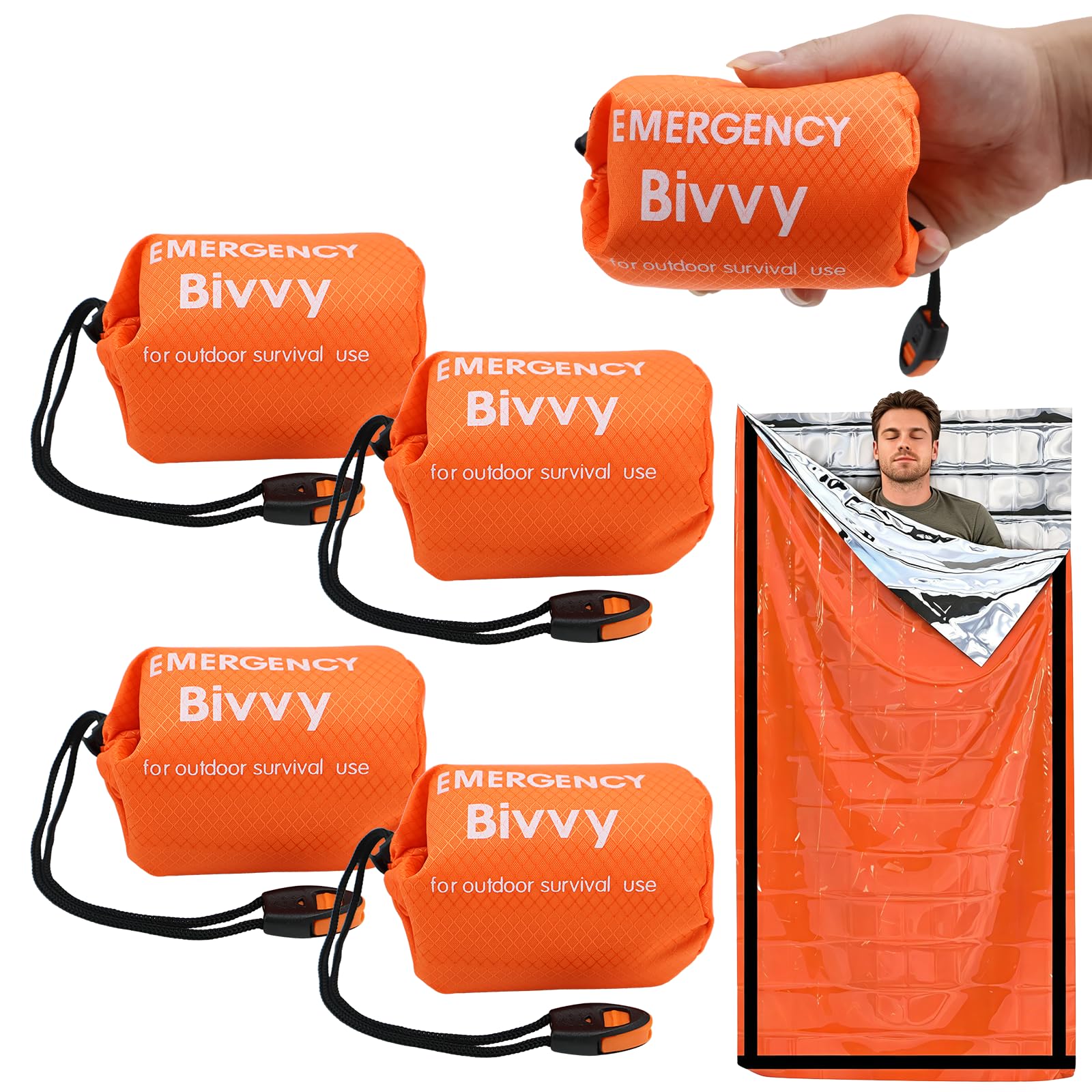 WPPQWP 4 Stück Notfall Schlafsack Rettungsdecke Ultraleicht 210x90cm