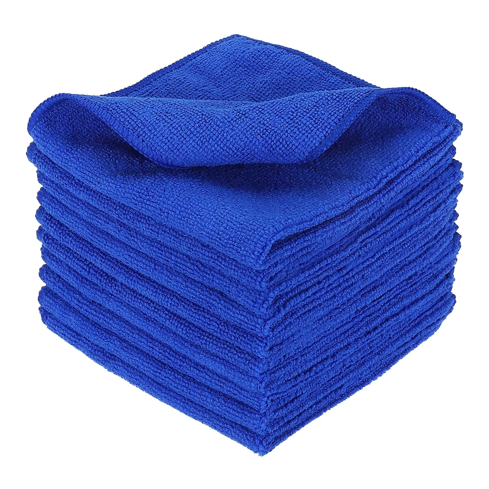 sourcing map 10 Pcs Microfiber Cleaning Cloth, Kitchen Towels Reusable Microfiber Towels Highly Absorbent for Household Cleaning Supplies, Kitchen, Bathroom, Dark Blue(Square), 11.8" X11.8